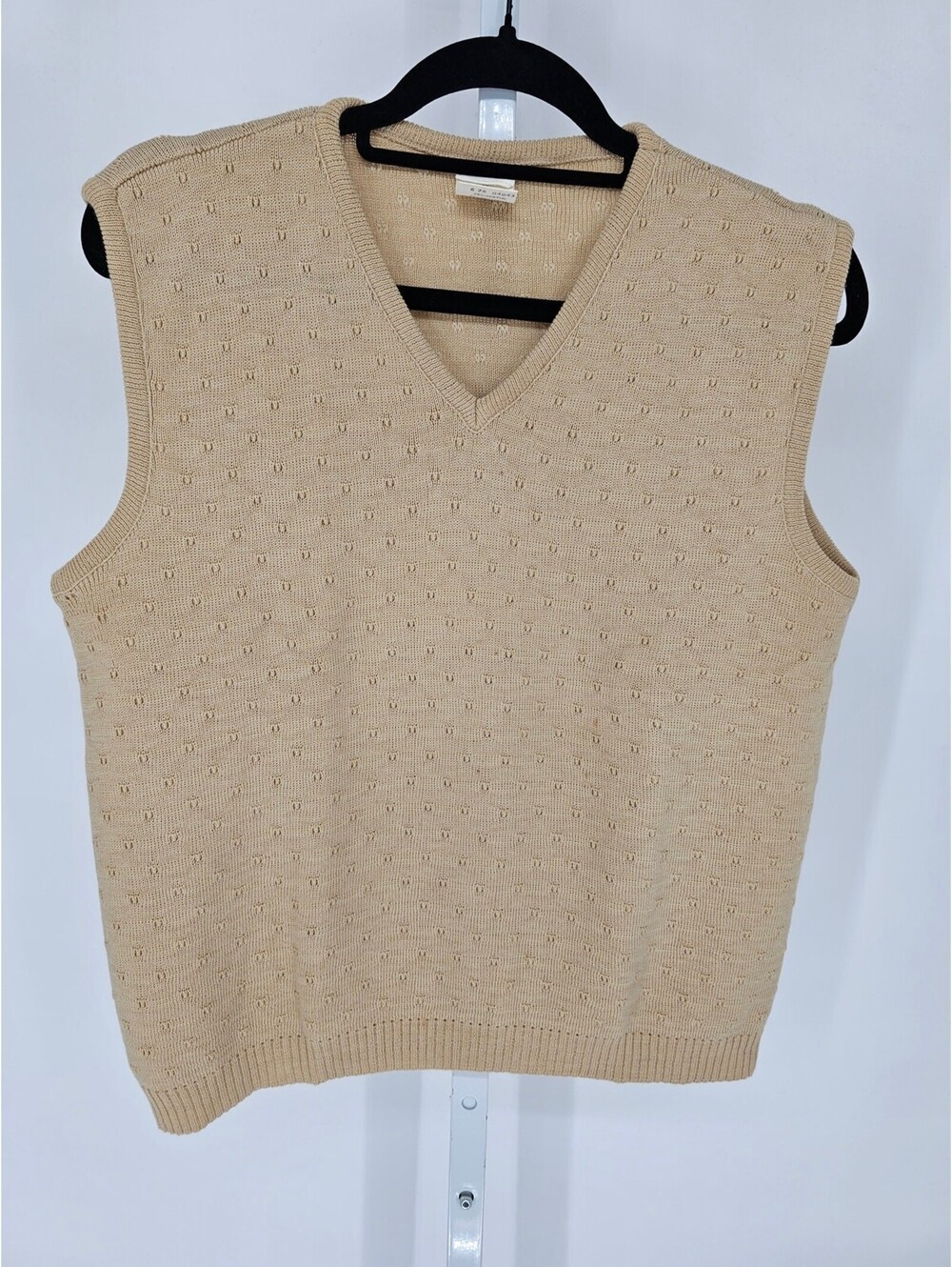 Vtg 1960s Sears Roebuck Womens Sz 42 V Neck Sweater Vest Beige